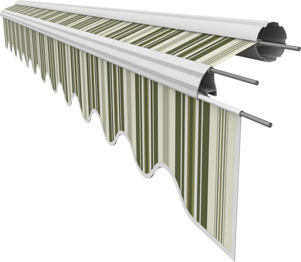 VANA Markisenstoff mit Volant für 3,5 x 3 m Markisen Markisenersatzstoff fertig genäht Maße Bespannung 3,38 x 3 m Volant 3,38 x 0,21 m Design SP...