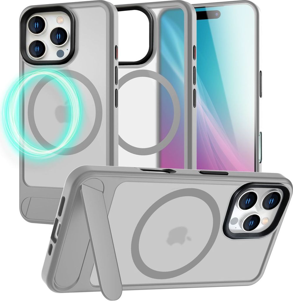 NALIA Magnet-Case für iPhone 16 Pro Max – Klappständer & Kameraschutz – TRITON (Matt-Transparent & Hybrid-Schutz) – Marke aus Berlin – Ti...