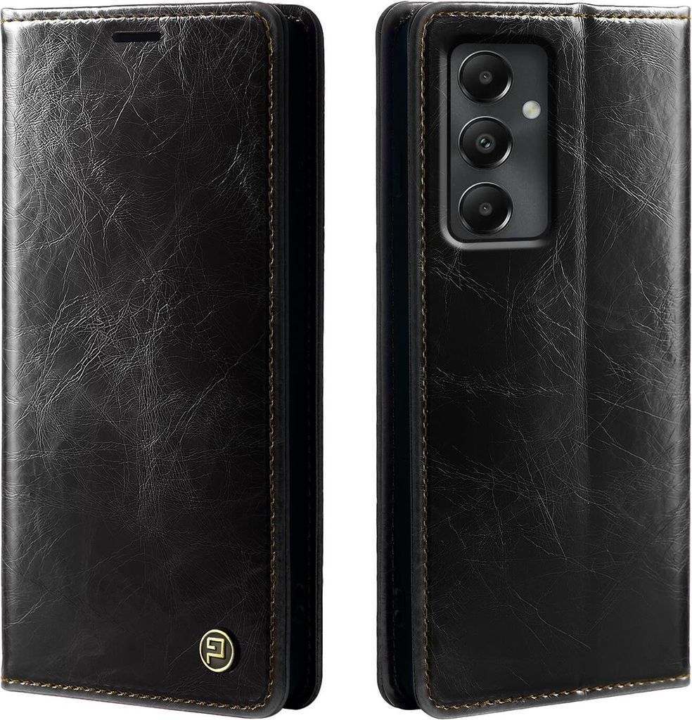 Handyhülle für Samsung Galaxy A25 5G Kunstleder Flip Vintage Cover Hülle RFID Schutz Case Kartenfach Farbe: Schwarz