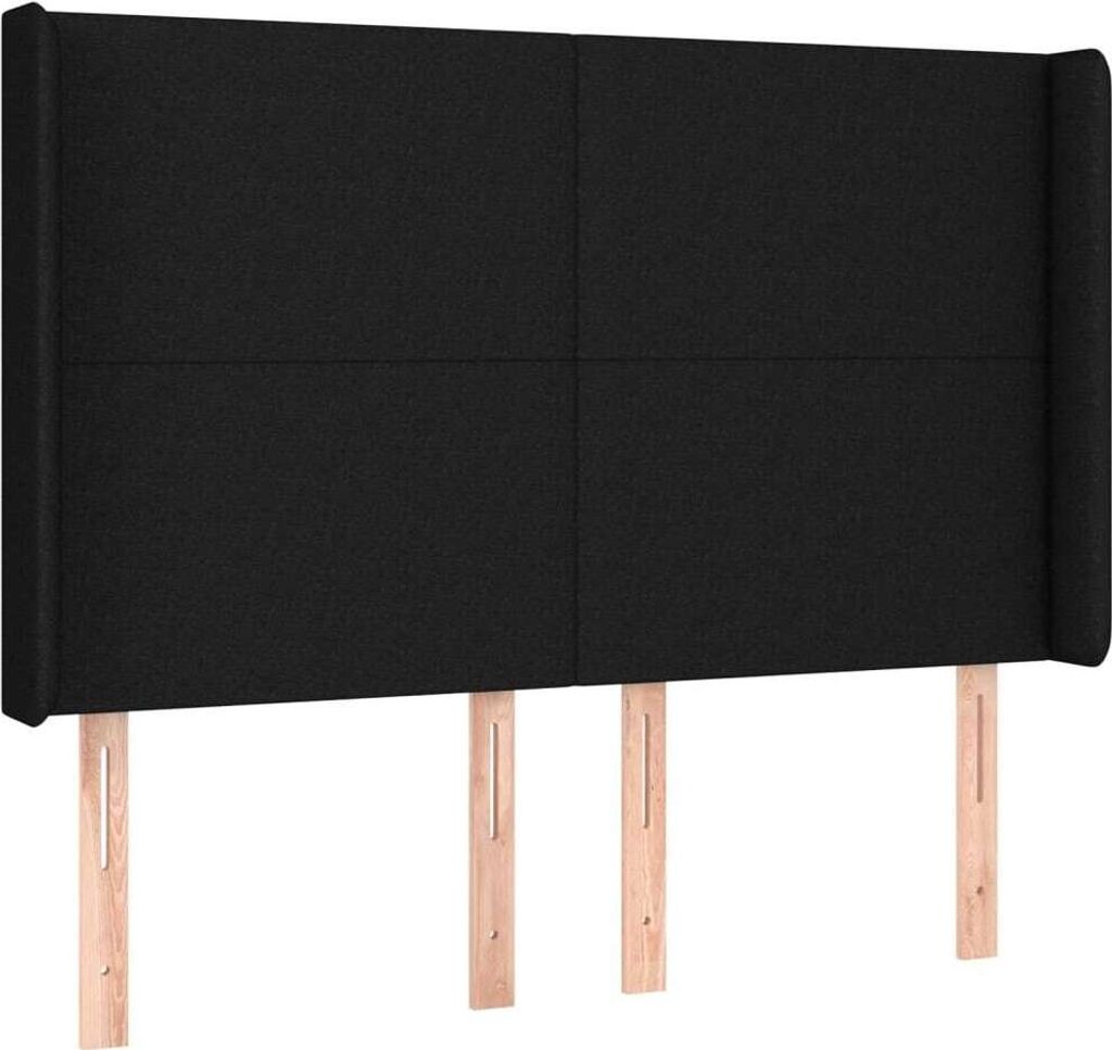 Kopfteil mit Ohren Schwarz 147x16x118/128 cm Stoff