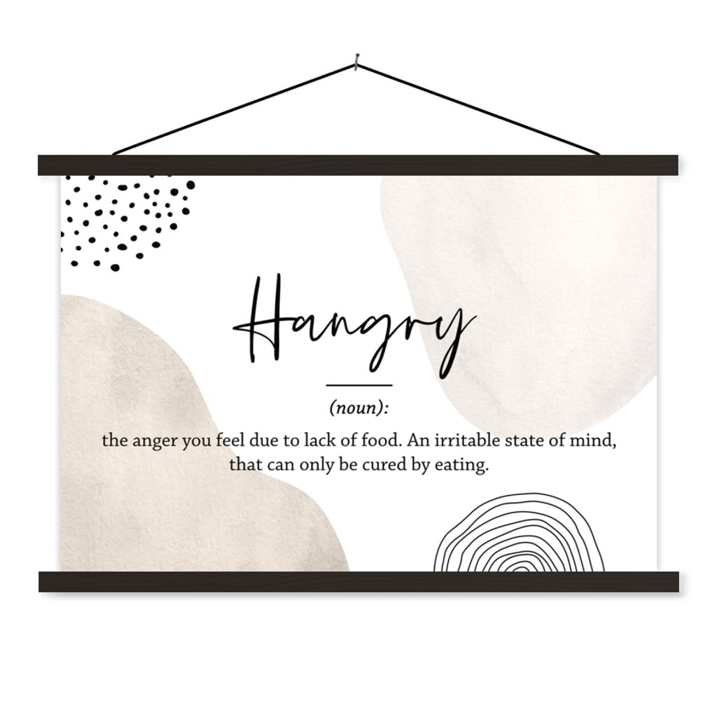 MuchoWow Textilposter Sprichwörter - Hungrig - Zitate - Wörterbuch - Hungrig Definition 120x80 cm mit schwarzem Rahmen - Wanddeko