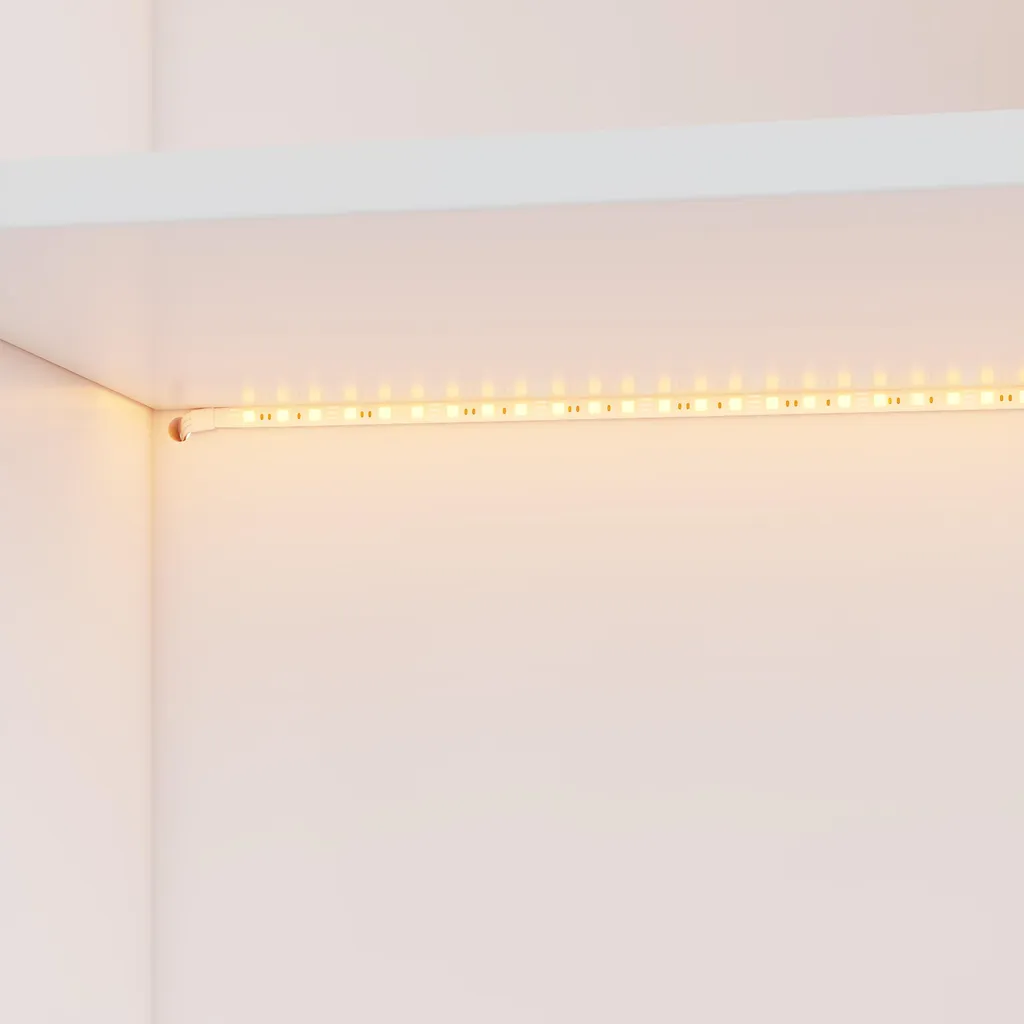 Bibliothèque LED avec Télécommande et Compartiments, Style Blanc Épuré - 10
