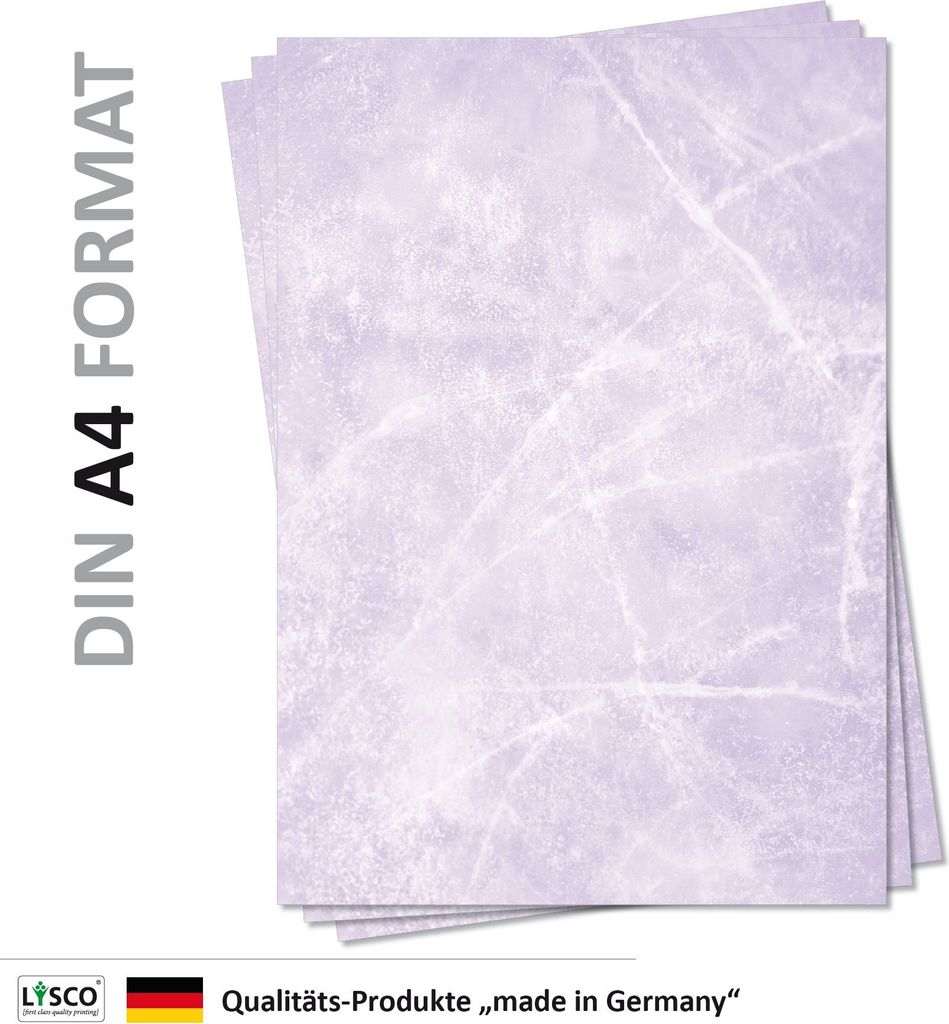 Gastronomie Papier (Violett-Eis-Marmor, DIN A4, 100 Blatt, MPA-5152b) für Speisekarten. Marmoriertes Papier, Marmorpapier rot zweiseitig bedruckt,...
