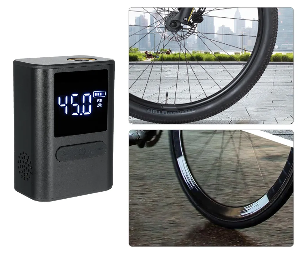 Pompe à vélo électrique portable et mini compresseur de poche noir