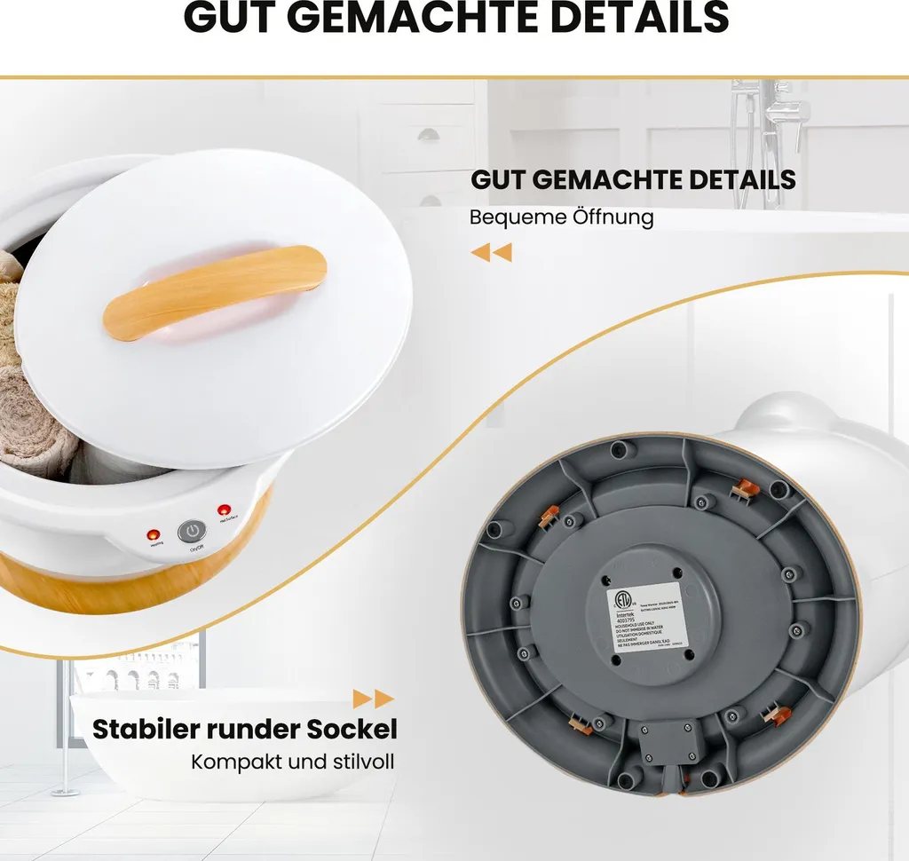Seau Chauffe-Serviettes Portable 20L Blanc avec Diffuseur d'Arômes - 8