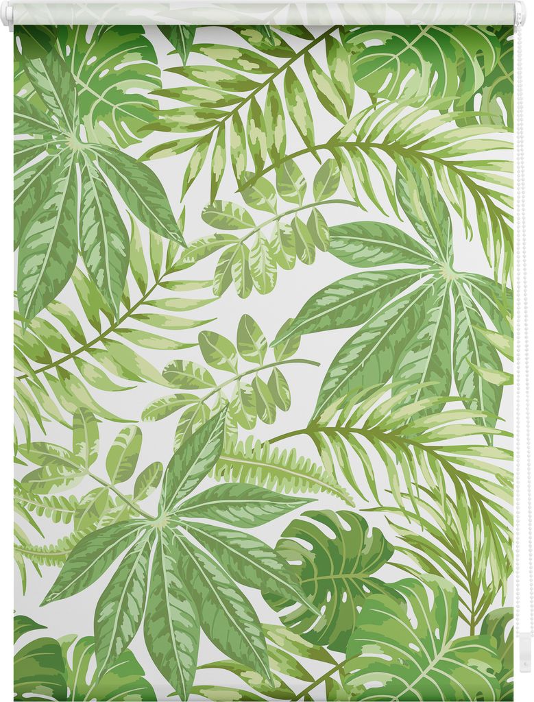 Lichtblick Rollo Klemmfix, ohne Bohren, blickdicht, Blätter - Grün 60 cm x 150 cm (B x L)