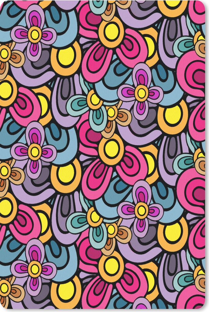 MuchoWow Mauspad Mousepad Diagramm - Hippie - Blumen - Lila 40x60 cm - Mousepads - Maus Mat - Pad - Mausunterlage - Schreibtisch Accesoire