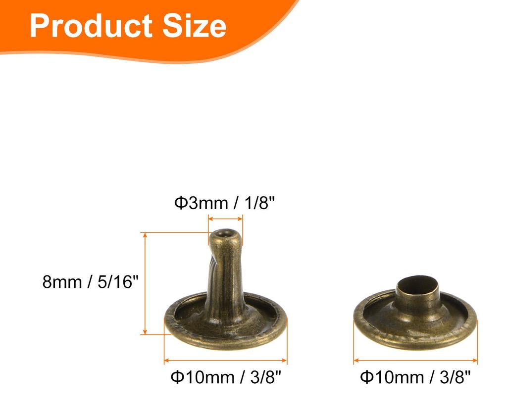60er Set Leder Nieten 10x8mm Runde Doppelkappe Tubular Metall Hohlnieten Spitznieten Zubeh?r Schraubnieten Rš¹cknieten fš¹r Lochzange Gš¹rtel...