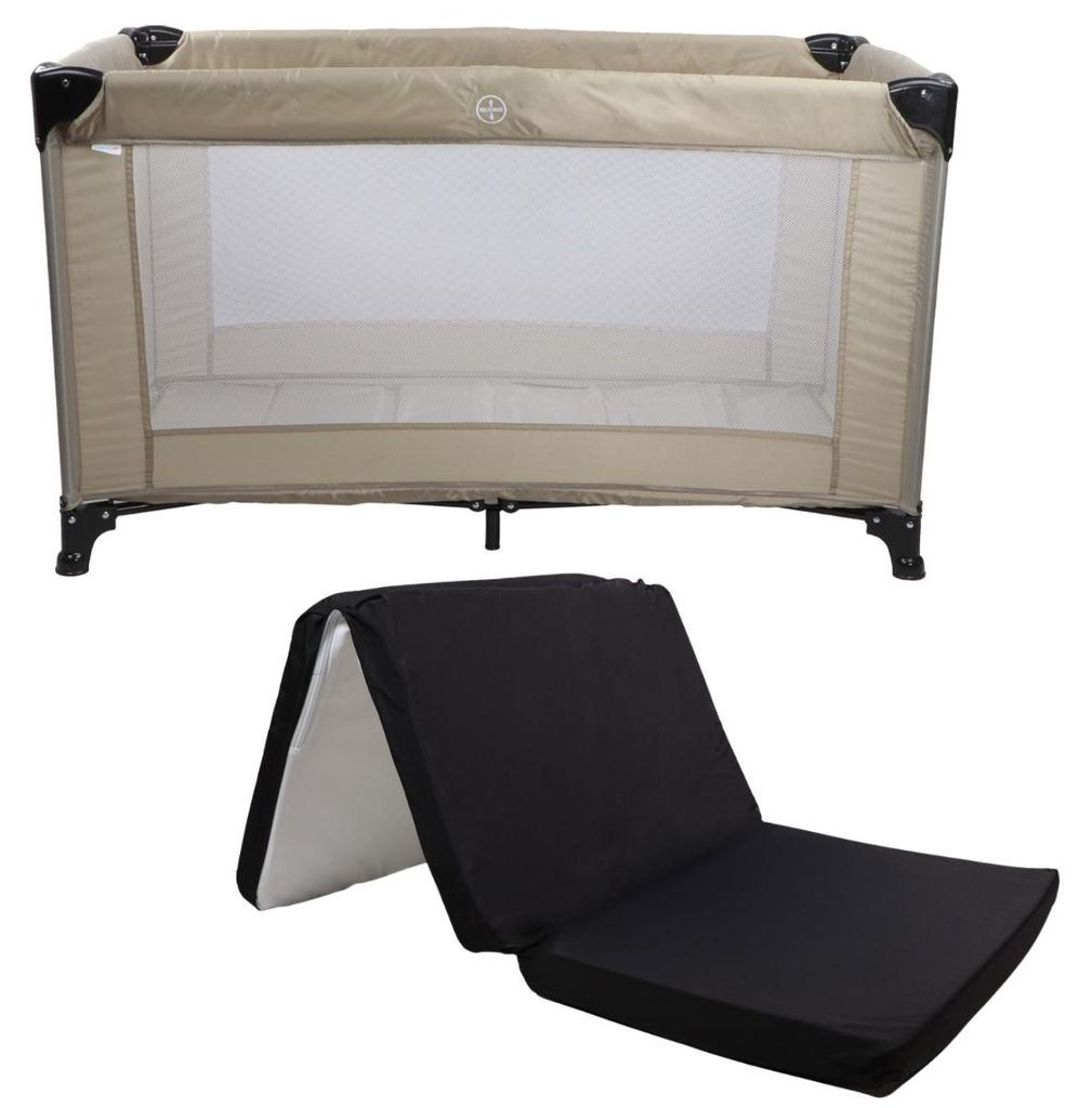 MamaLoes Soof Beige Reisebett + Faltbare Matratze in Tasche Produktbild 