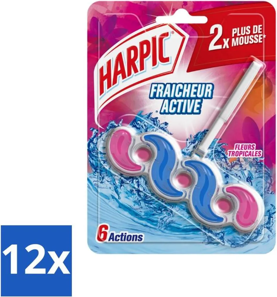 Bloc WC Nettoyant Harpic Fleurs Tropicales Lot de 12 pour 3000 Chasses