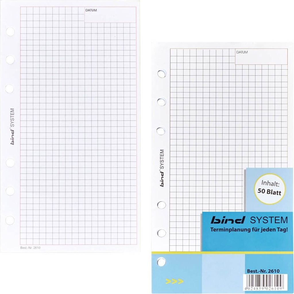 Bind® 2610 Inserto di ricambio "a scacchi" A6 50 fogli(T) Immagine del prodotto 