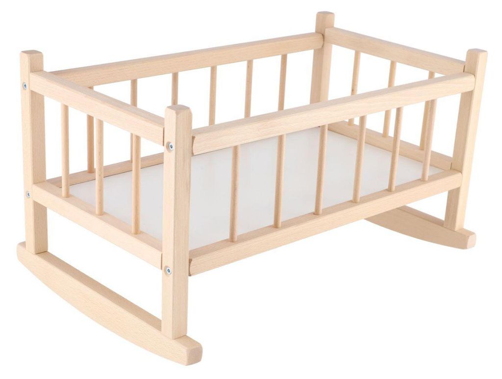 Wiege für Puppen Holz 49x28x27cm im Beutel Produktbild 