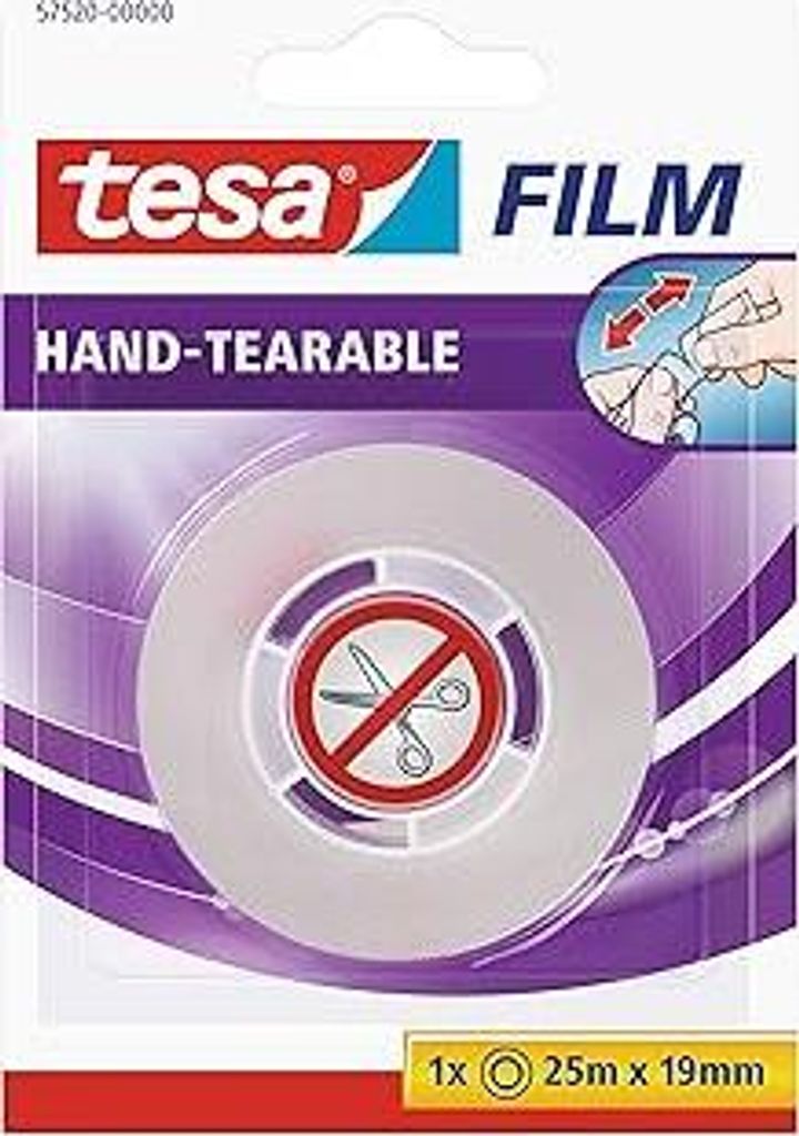 tesa film von Hand einreißbar, 25m x 19mm, 1 Rolle im Blister
