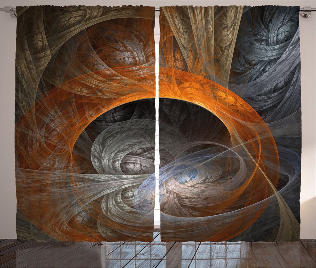 ABAKUHAUS Fractal Rustikaler Vorhang, Ethereal Fantasie Magie, Wohnzimmer Universalband Gardinen mit Schlaufen und Haken, 280 x 245 cm, Orange Tan
