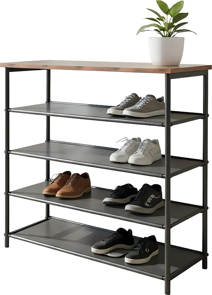 Étagère à chaussures Relaxdays à 3 niveaux avec compartiment coffre