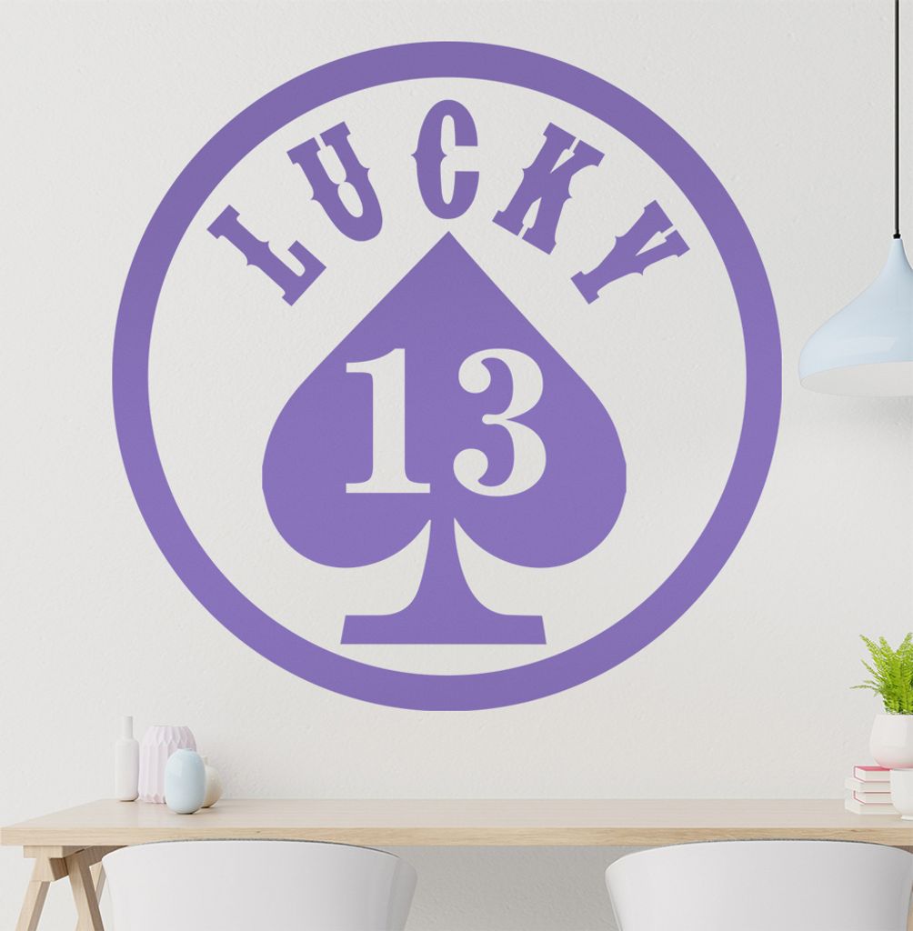 Lucky 13 Wandtattoo in 6 Größen - Wandaufkleber Wall Sticker - Dekoration, Küche, Wohnzimmer, Schlafzimmer, Badezimmer