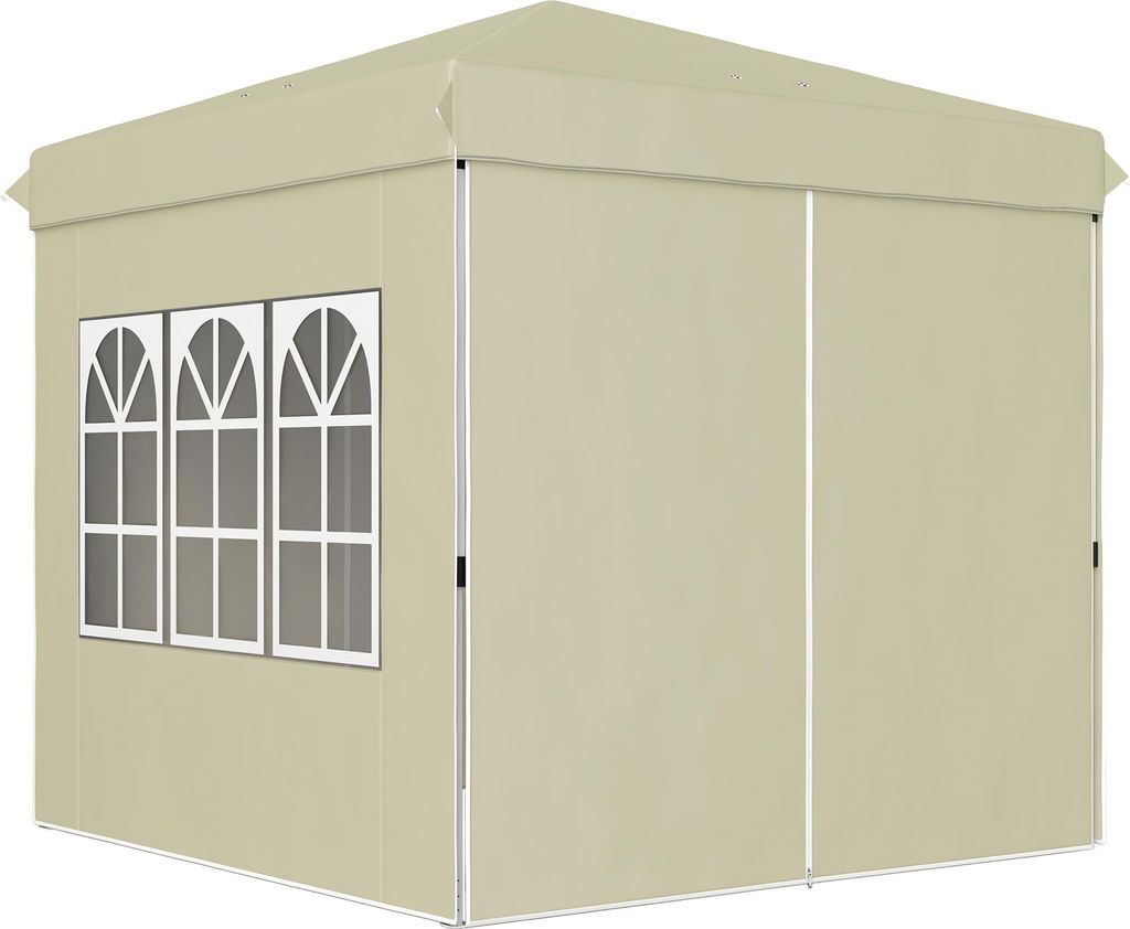2,5 x 2,5 m Pop-up-Pavillon mit Seitenwänden und Tragetasche, UPF50+ höhenverstellbares Gartenzelt, Cremeweiß