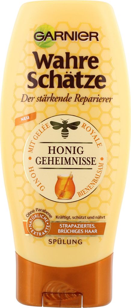 Garnier True Treasures Conditioner for Intensive Hair Care Strengthens Hair Structure with Royal Jelly, Bee Balm & Honey 200ml