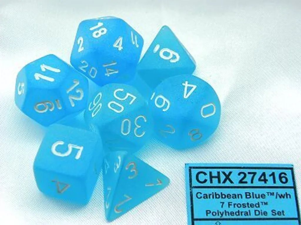 Dés de Jeu Lisibles Chessex Frosted Bleu Caraïbes contre Reflets