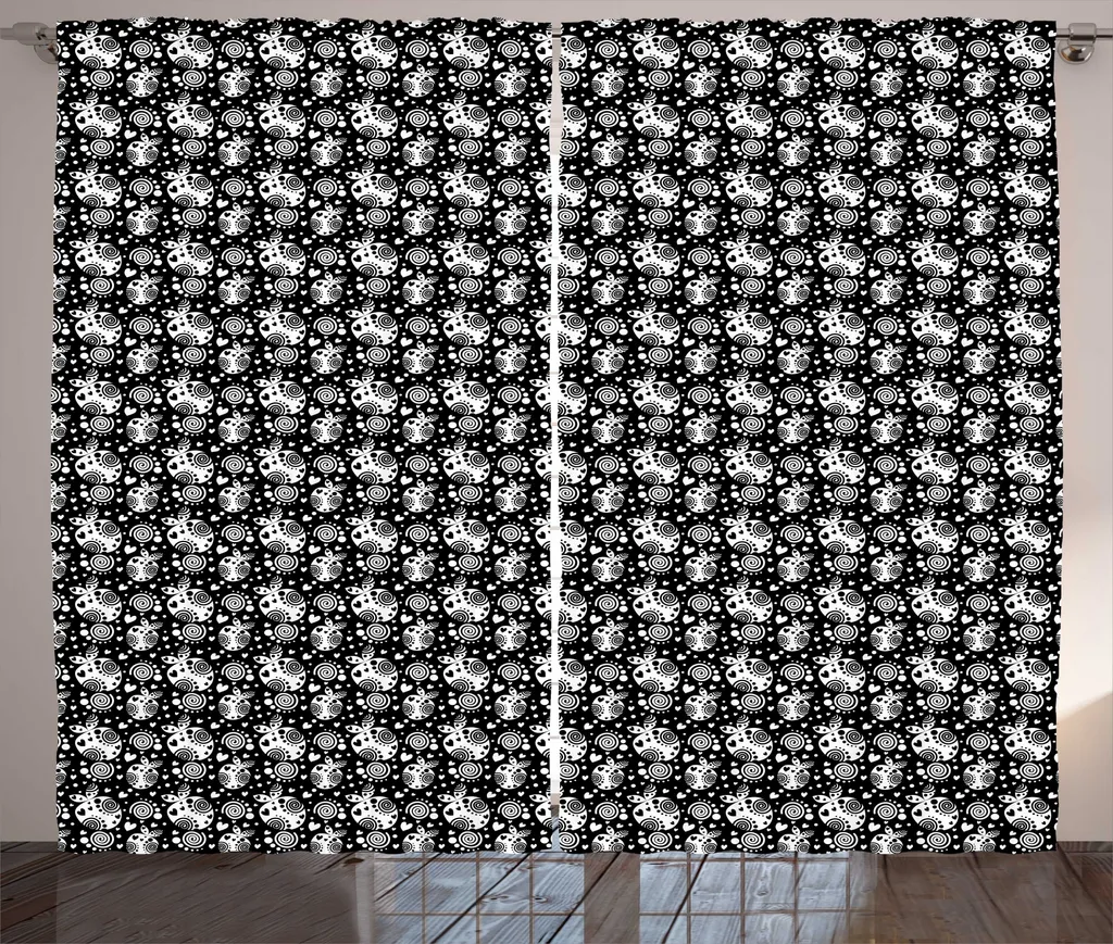 Grand rideau pour salon ou chambre 280x225 cm décor fruité anthracite
