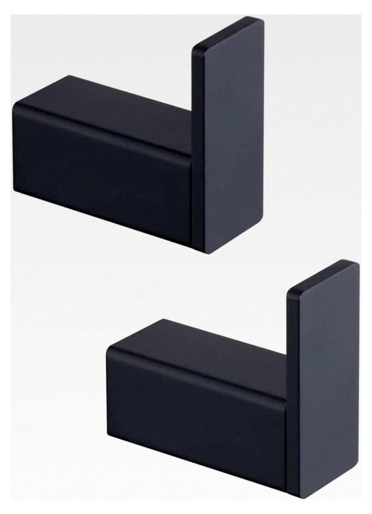 Handtuchhaken Schwarz Wandmontage Set 2er - Edelstahl SUS304 matt, Hochbelastbar für Bad, Dusche & Küche