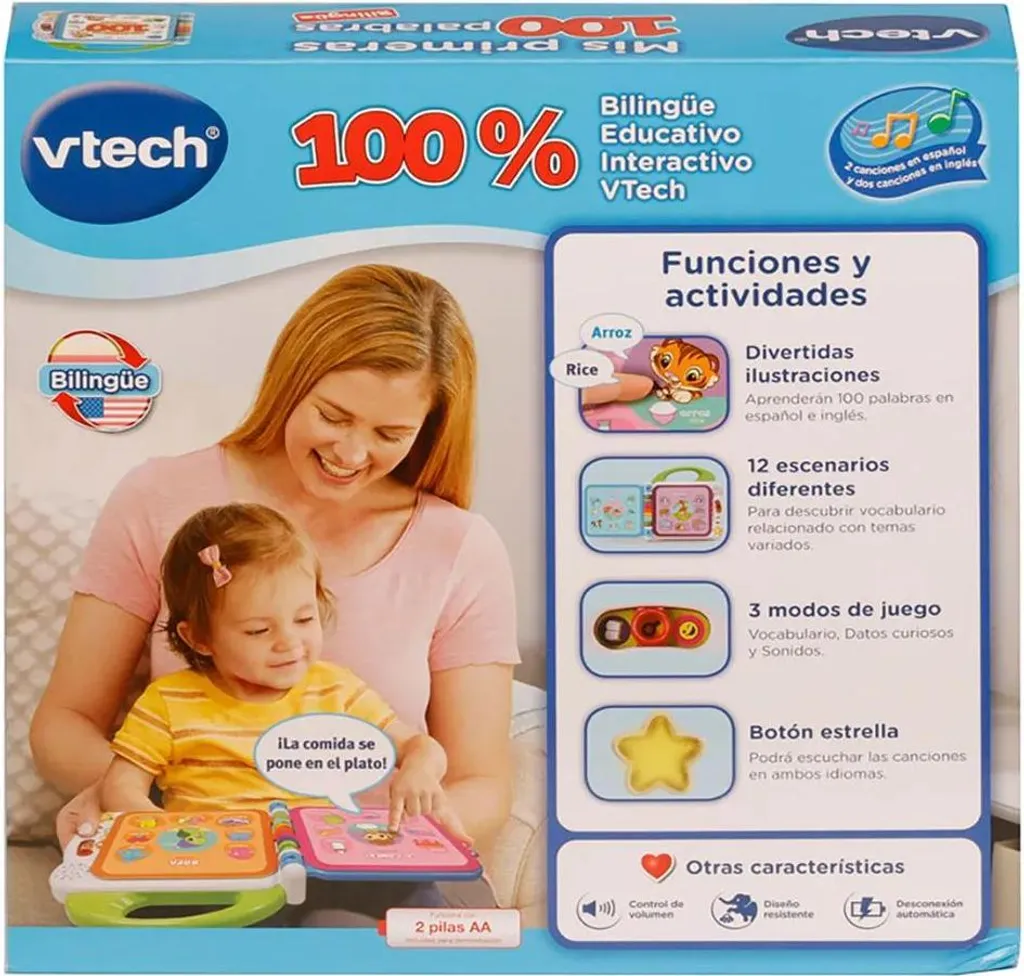 VTech Livre interactif bilingue : apprenez 100 mots espagnol anglais !