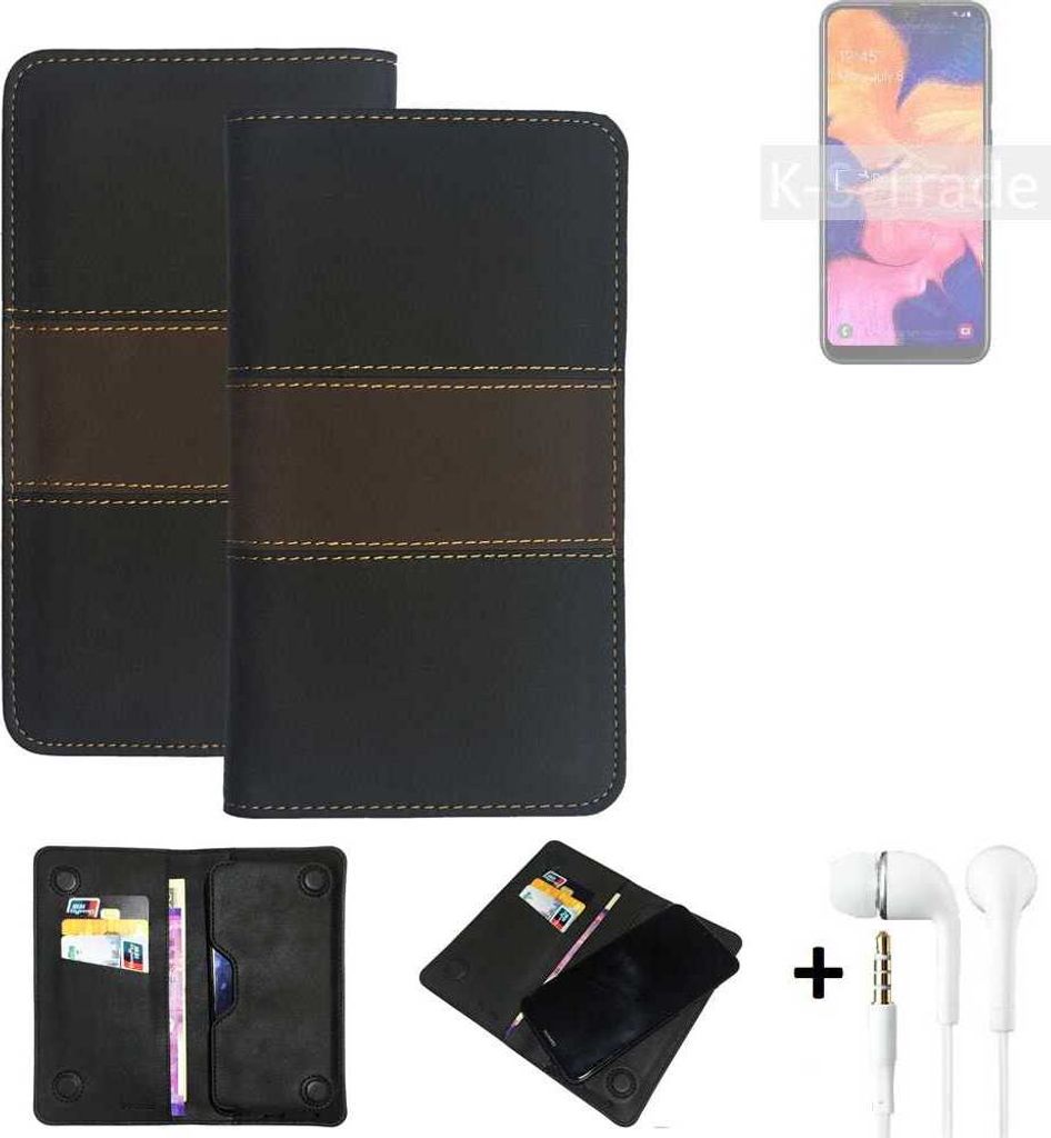 K-S-Trade Handyhülle + Kopfhörer kompatibel mit Samsung Galaxy A10e Schutzhülle Walletcase Bookstyle Tasche Schutz Case Hülle Wallet Cover