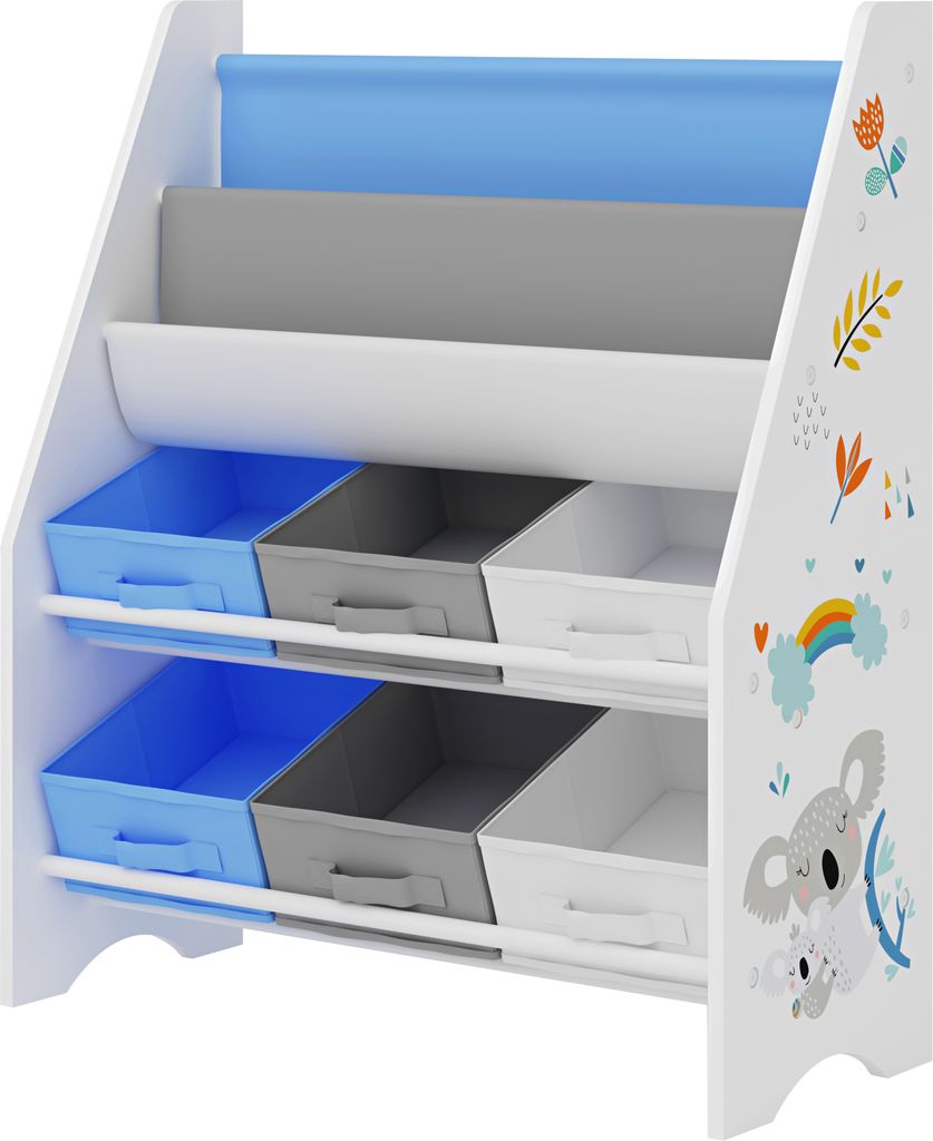 Kinderregal ‘Ponteceso’ mit 2 Ablagefächern und 6 Faltboxen Produktbild 2