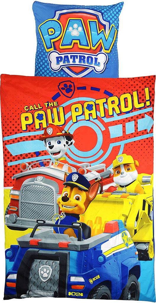 A Paw Patrol themed duvet cover and pillowcase set.