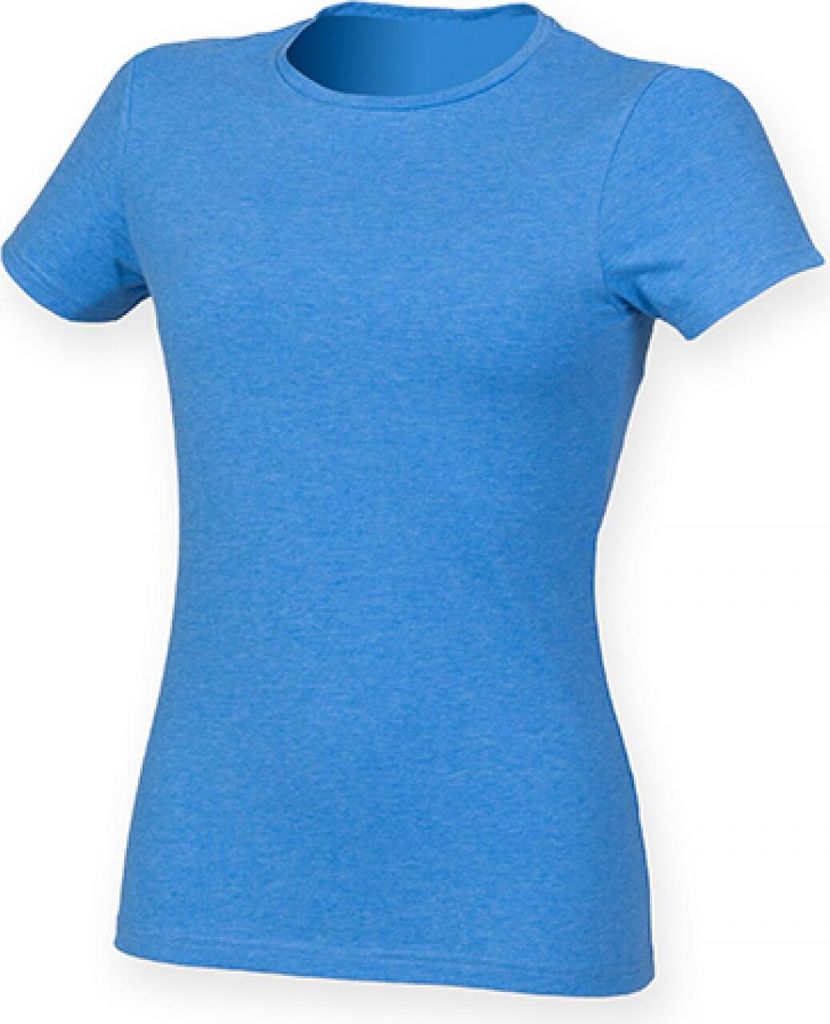 SF Women SK121 | Damen Feel Good Stretch T / weiches Tragegefühl - Farbe: Heather Blue - Größe: L