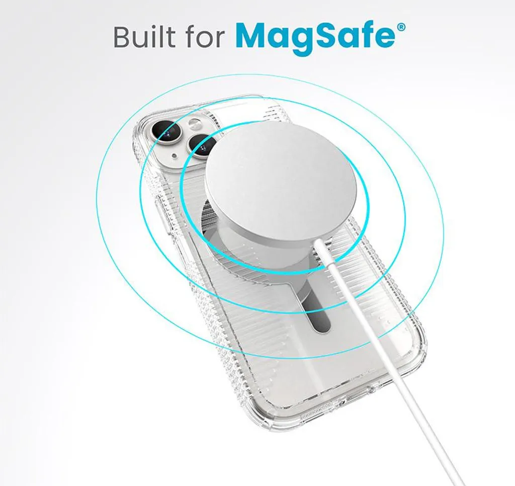 Protection iPhone 15 Speck Gemshell Grip avec MagSafe et Finition Chrome - 14