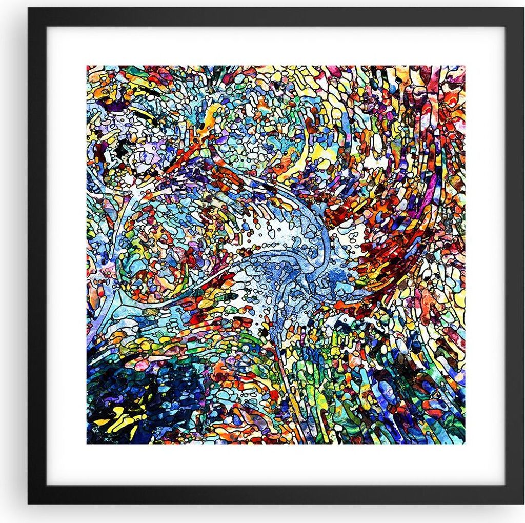 Gerahmtes Poster - Schwarzer Rahmen - Abstraktion modern - 40x40 cm - Wand Bild - Wanddeko - Wandbilder - Kunstposter - Wandposter - Bilderrahmen -...