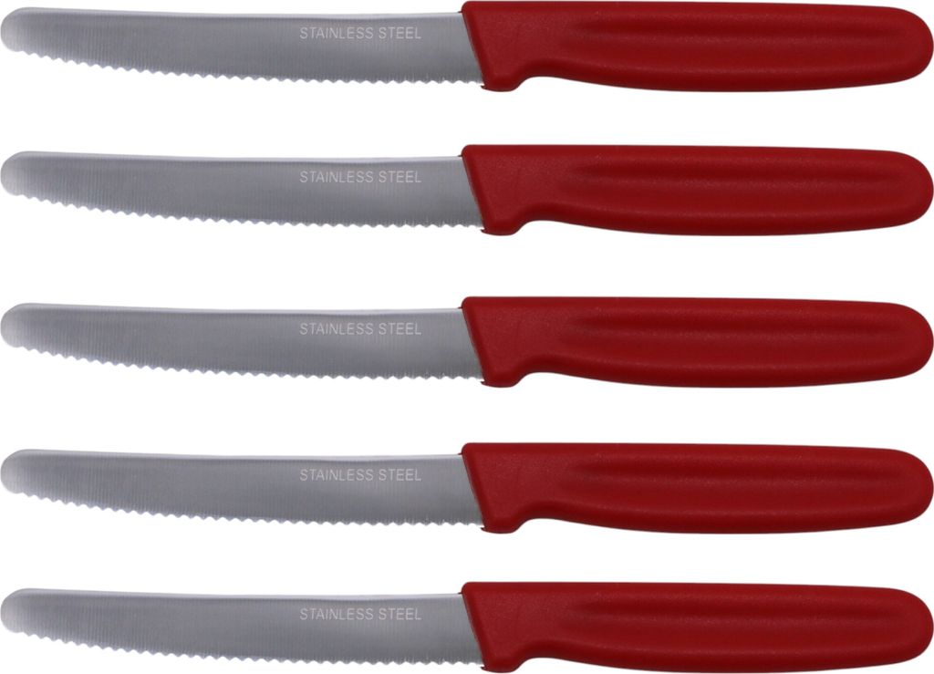 Shov Allzweckmesser 5-teilig Wellenschliff Rot Produktbild 
