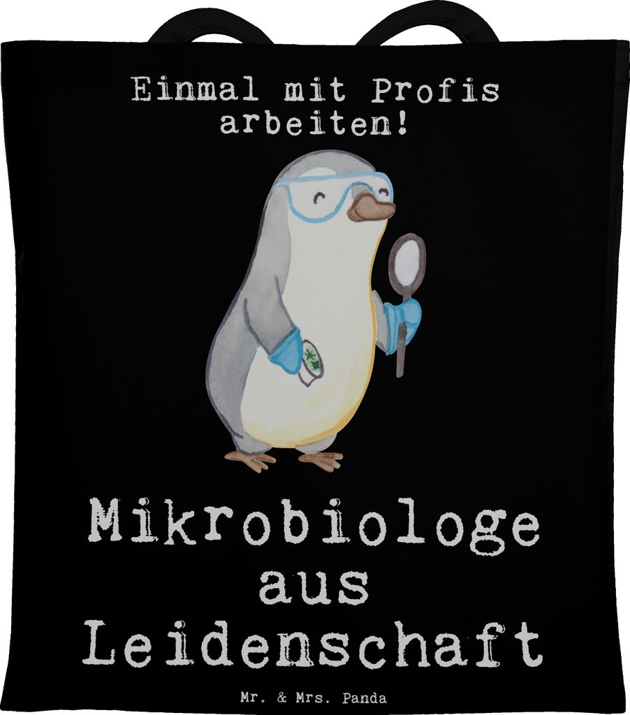 Mr. & Mrs. Panda Shopping Tasche Mikrobiologe Leidenschaft - Schwarz - Geschenk, Witzig, Baumwollbeutel, Schultasche, Einkaufstasche, Tote Bag, For...