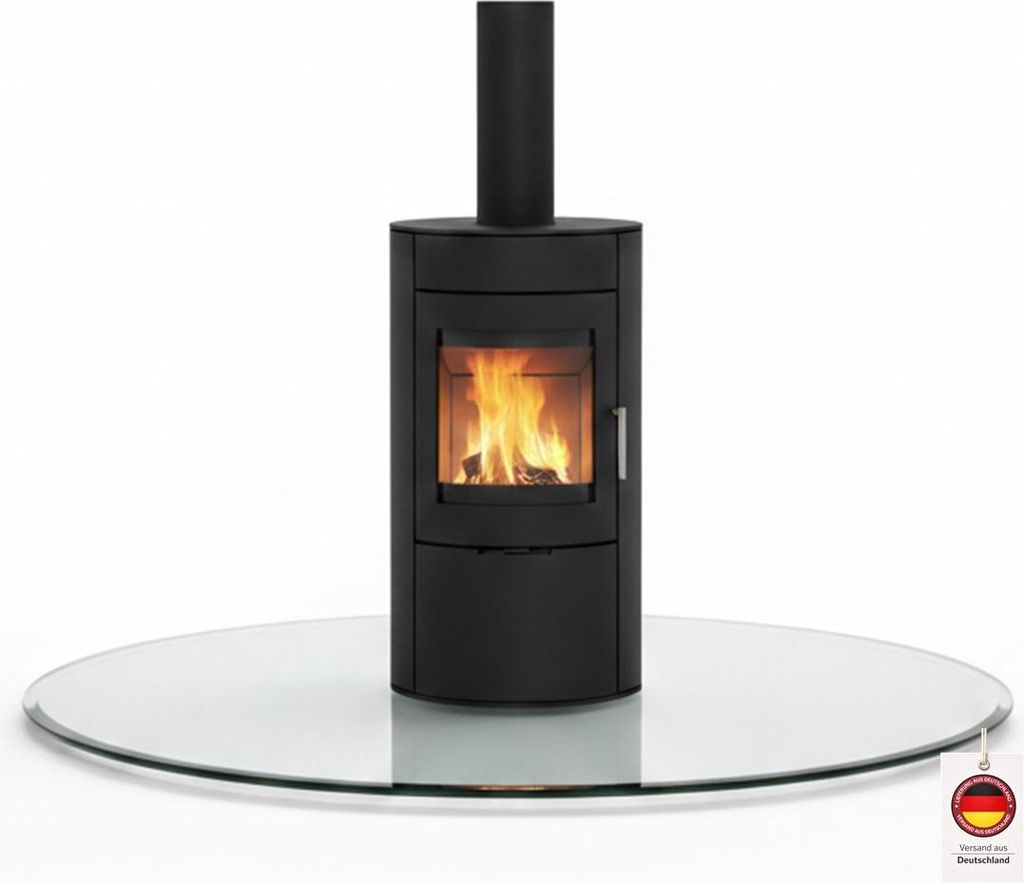 HOOZ Funkenschutzplatte – ESG Sicherheitsglas 6 mm, runde Bodenschutz Glasplatte mit Facettenschliff, hitzebeständig bis 300 °C, Klar Ø60 cm