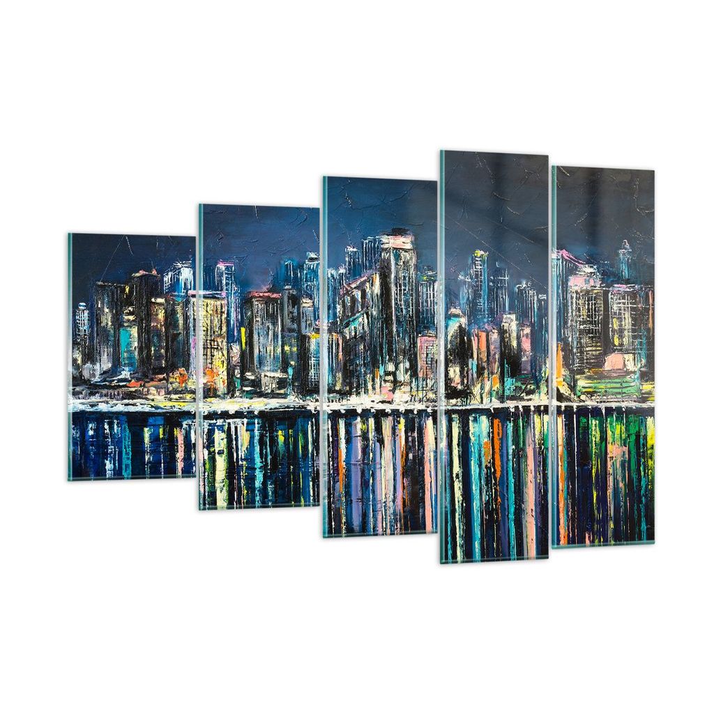 Bilder auf glas - Stadt Aussicht Wasser - 150x100cm - Glasbilder - Wandbilder - Kunstdruck - zum Aufhängen bereit - Wanddekoration aus Glas - Glas...