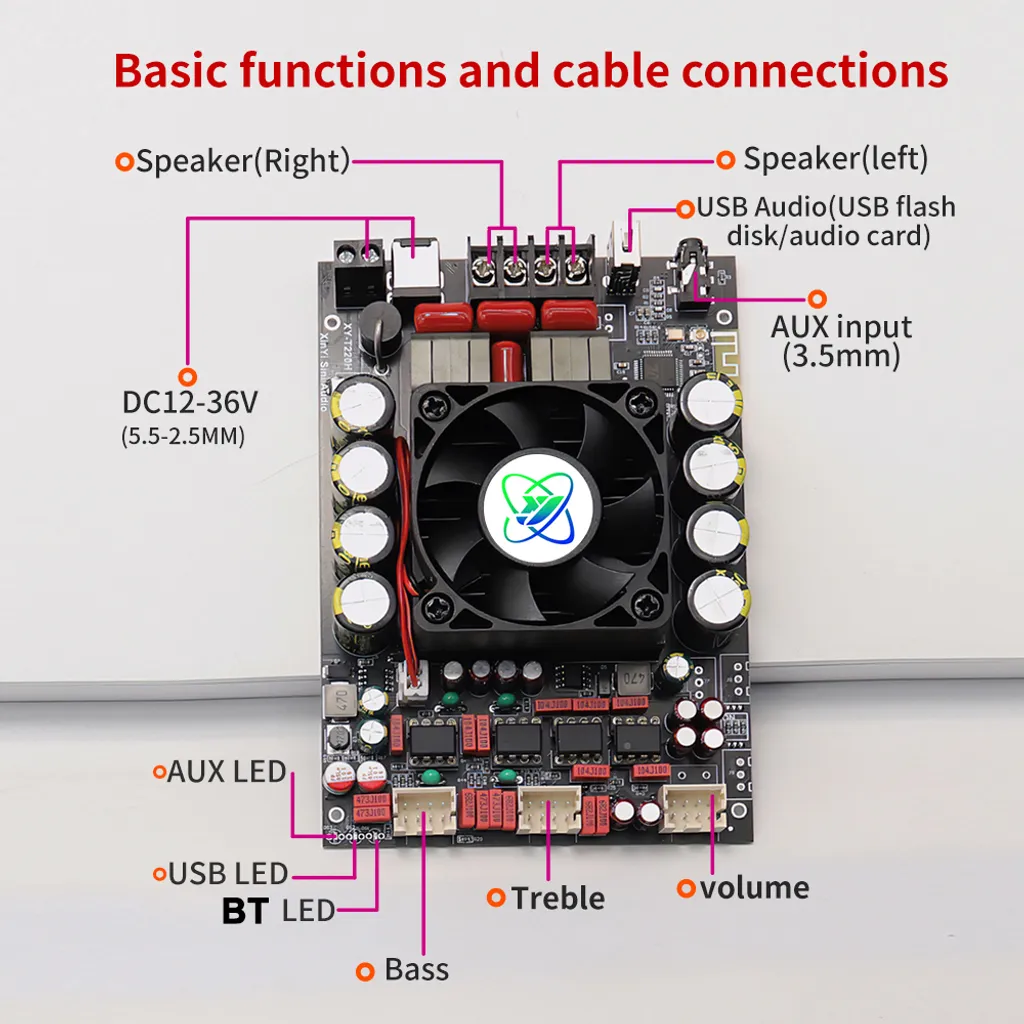 Carte d'amplificateur de haut-parleur Bluetooth 5.2 - Module 2x220W Pro - 6