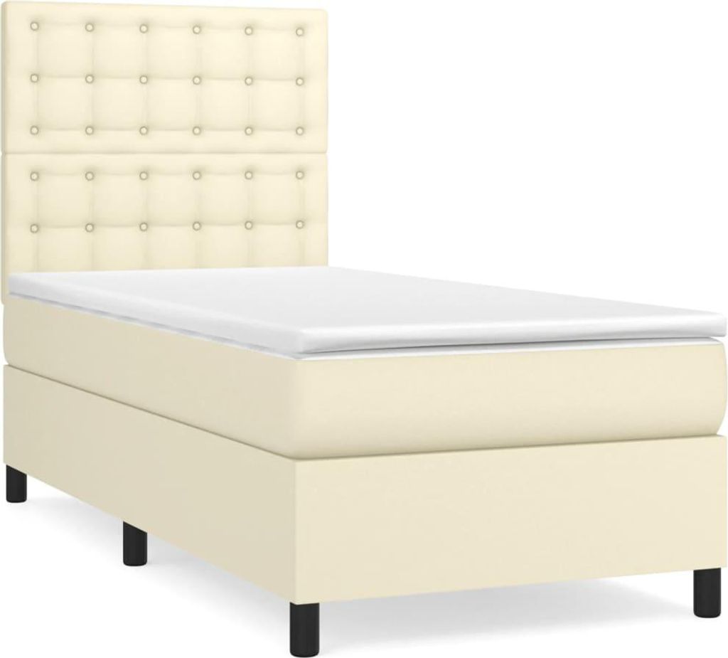 Boxspringbett mit Matratze Creme 90x200 cm Kunstleder