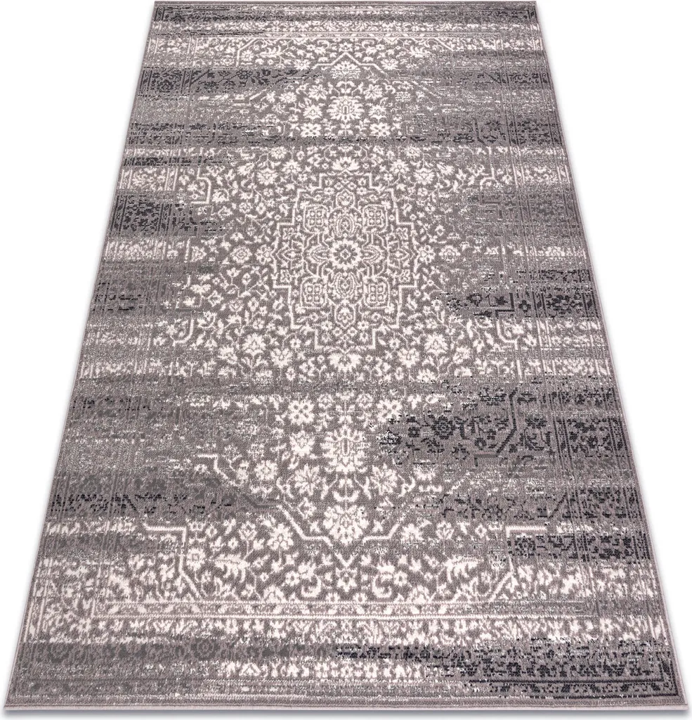Grand Tapis Laine pour Chambre ou Séjour Motif Vintage 120x170 Gris