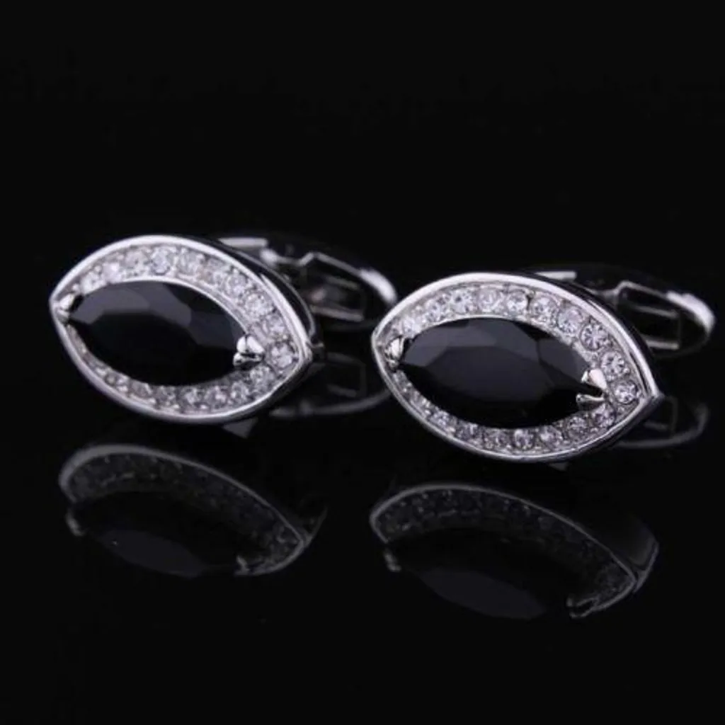 Boutons de manchette Larme Noire - Accessoire élégant pour chemise homme