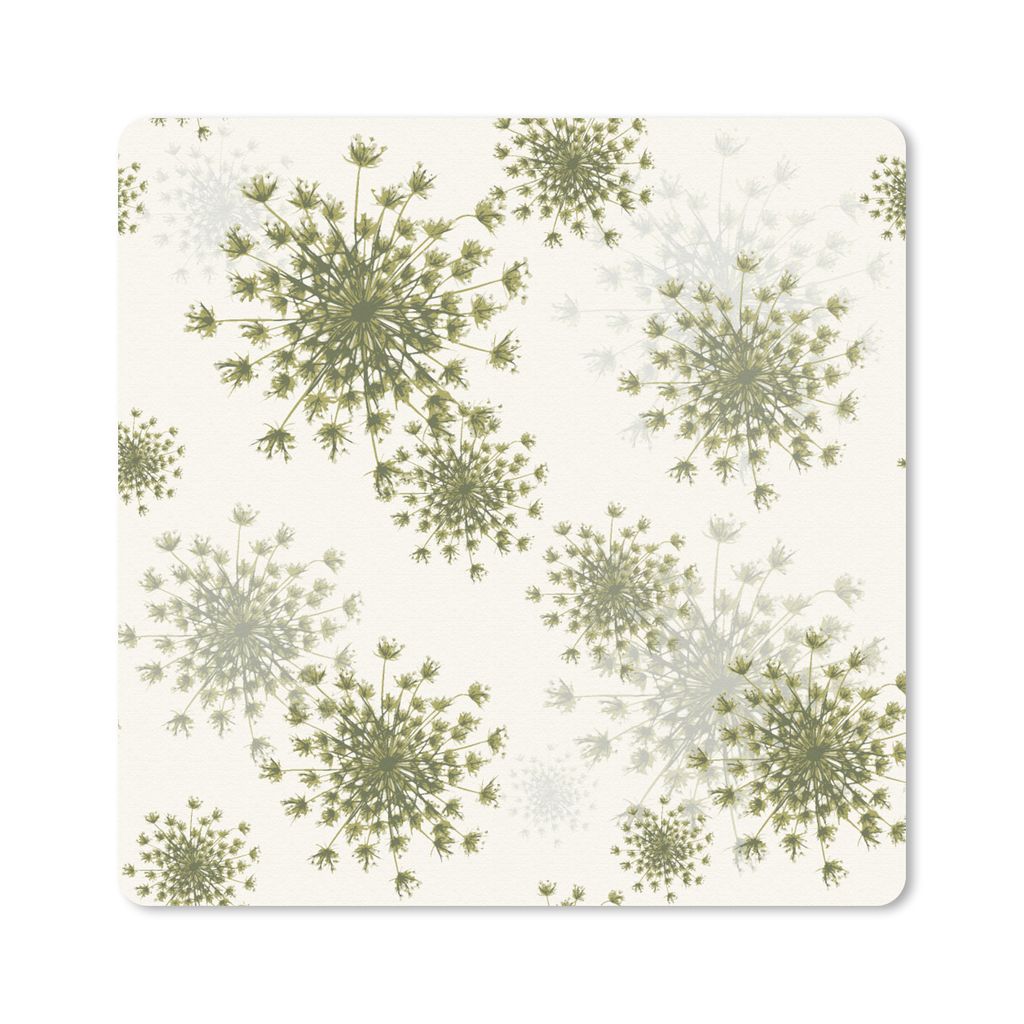 MuchoWow Mauspad Mousepad Wilde Blumen - Muster - Saatgut 20x20 cm - Mousepads - Maus Mat - Pad - Mausunterlage - Desk Mat - Bureauartikeln