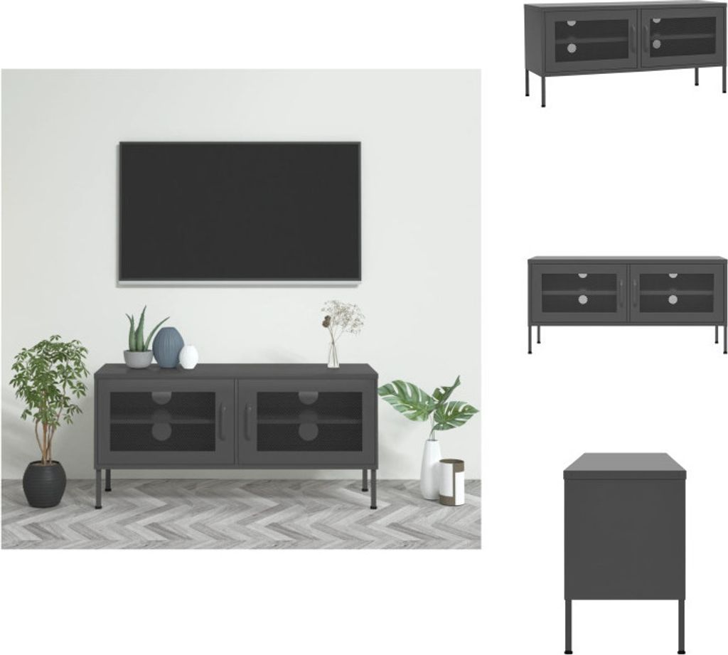 vidaXL TV-Schrank Anthrazit 105x35x50 cm Stahl - TV-Möbel
