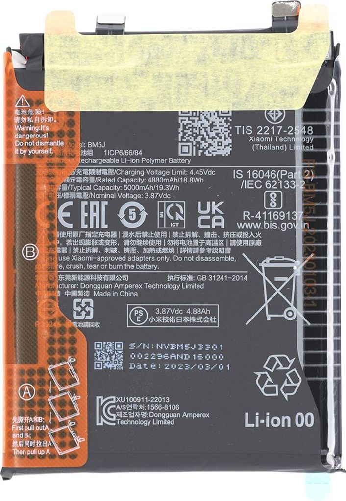 Original Akku Batterie Battery BM5J 5000mAh Für Xiaomi 12T Pro, Für Xiaomi 12T 5G 22071212AG, 22081212UG, 22081212G & Werkzeug