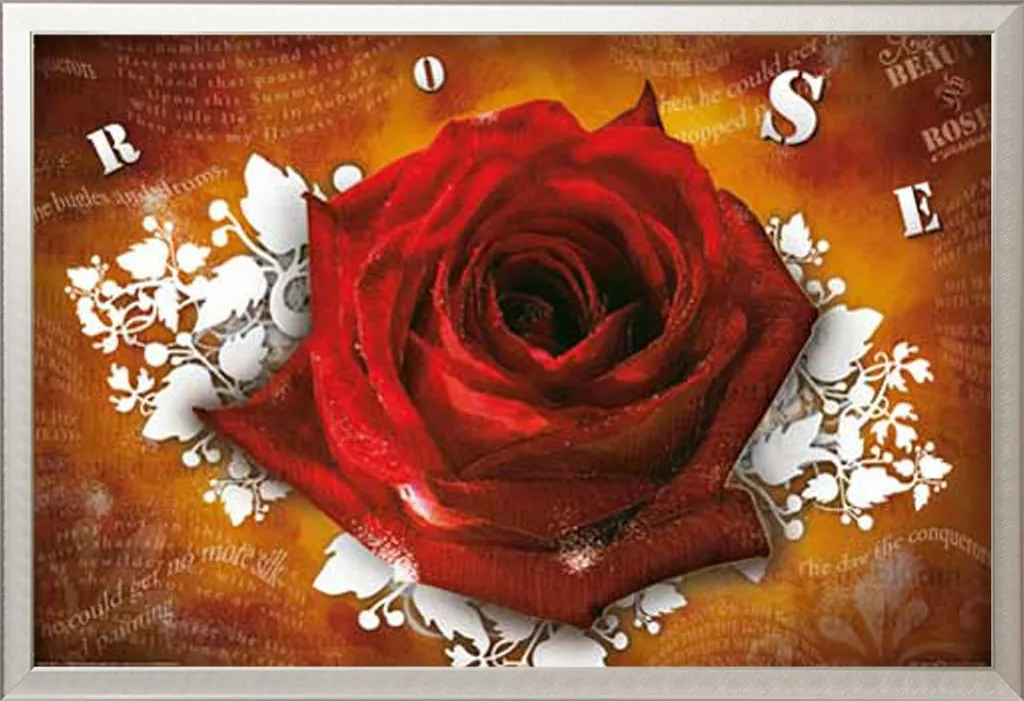 Poster Rose Romantic Testi con Cornice Shinsuke Argento Alluminio