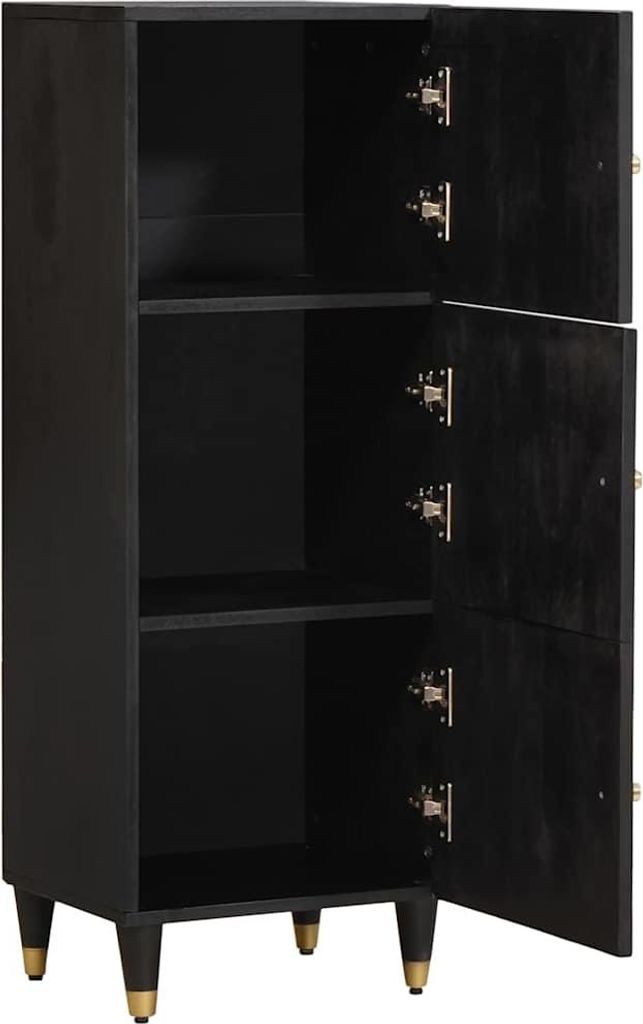 vidaXL Highboard mit Regal Schwarz 40 x 33 x 110 cm Massivholz Mango