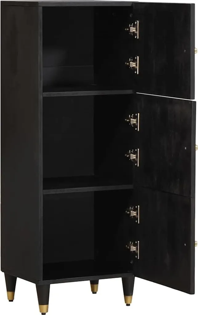 Credenza nera 55x30x77 cm in legno massello di mango e ferro | Leroy Merlin