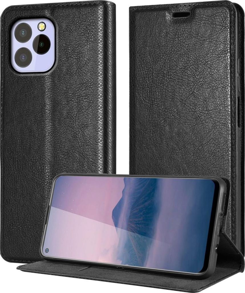 Cadorabo Hülle für Oukitel C21 PRO in NACHT SCHWARZ Schutzhülle mit Magnetverschluss, Standfunktion und Kartenfach Flip Case Cover Etui Handy Kl...