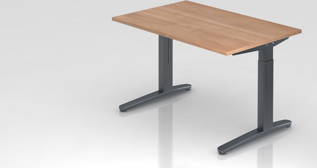 Schreibtisch Mika | Nussbaum | Graues Gestell | BxT Produktbild 