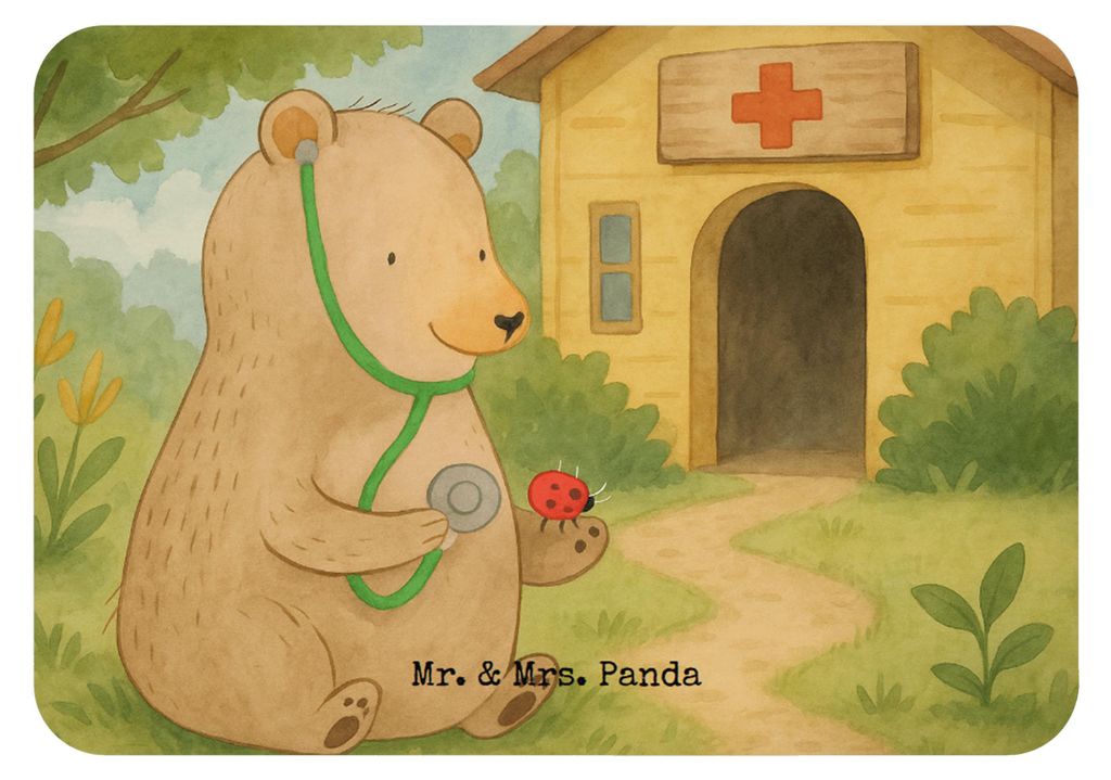 Mr. & Mrs. Panda magnet Bär Arzt Design - Weiß - Geschenk, Kühlschrankmagnet, Teddy, Professorin, whiteboardmagnet, zettelhalter, Notizhalter, D...