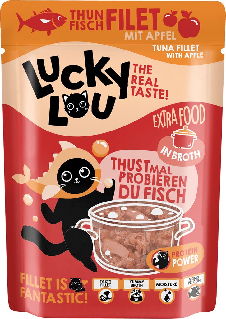 Lucky Lou Extrafood Thunfisch mit Apfel in Sud Katzenfutter Katzennassfutter Futterergänzung